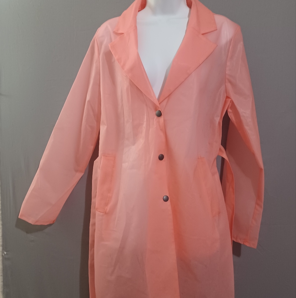 Fashion Nova women rain coat peach sz L‎
